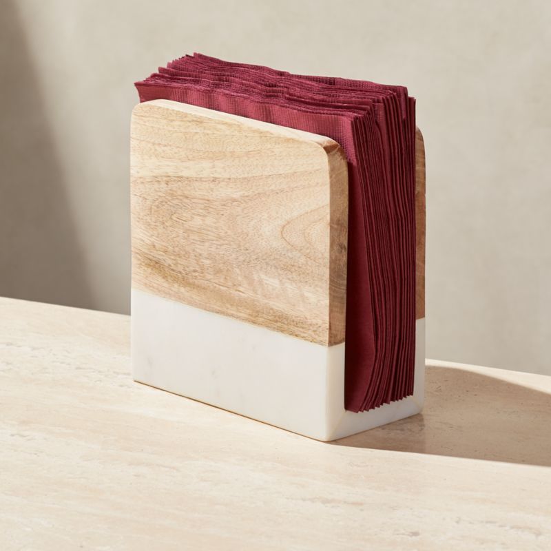 Wood and Marble Napkin Holder + Reviews | Crate & Barrel | Crate & Barrel