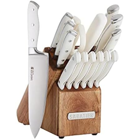 Cuisinart C77WTR-15P Classic Forged Triple Rivet, 15-Piece Knife Set, White | Amazon (US)