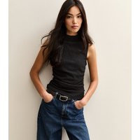 Women's Black Textured Jersey Ruched Tank Top New Look | New Look (UK)