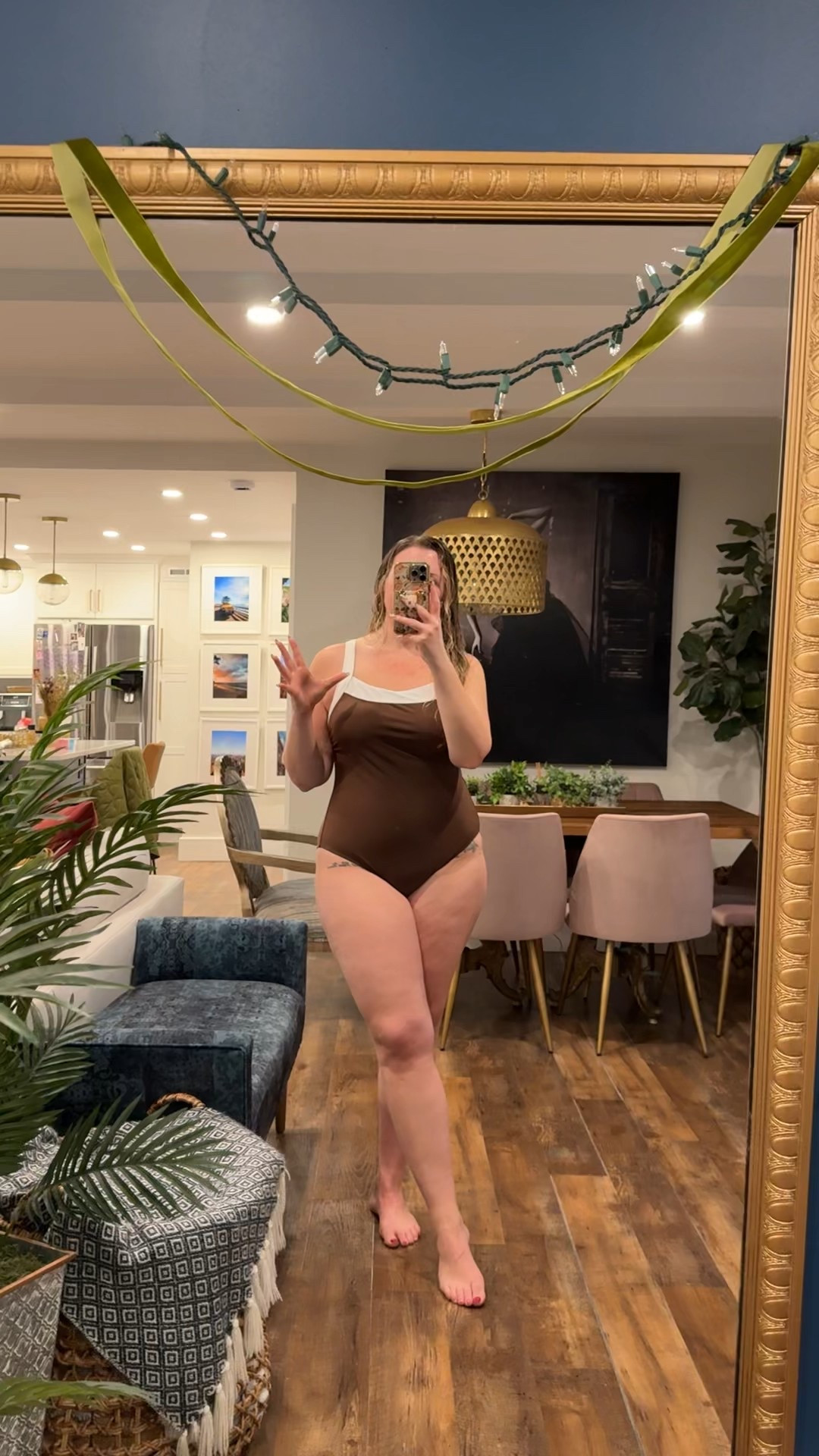 Cute brown one piece swimsuit, but just didn't fit me correctly. If you're more proportionate definitely try this one! I'm wearing a large and the bottom fits good. vacation outfits beach, resort wear 

 #LTKMidsize #LTKSwim #LTKTravel