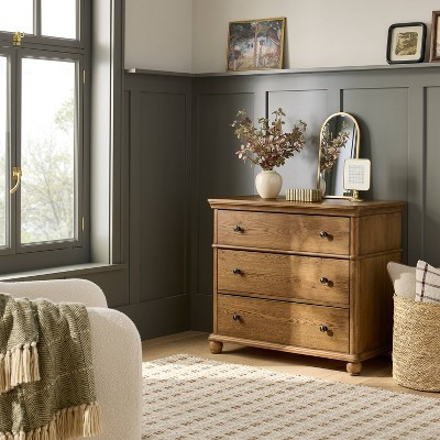 Classic 3 Drawer Wooden Vertical Dresser Aged Oak - Hearth & Hand™ with Magnolia | Target