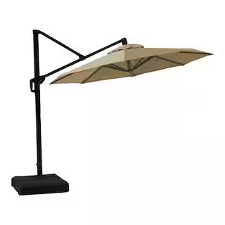 RST BRANDS 10 ft. Aluminum Round Tilt Patio Umbrella in Heather Beige OP-MKT10R-MO-HBG-K - The Ho... | The Home Depot