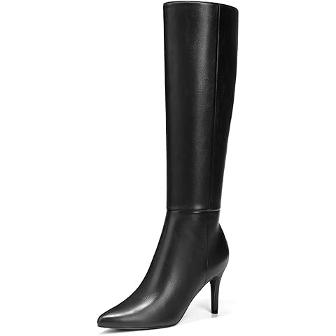 Knee High Boots Women Pointed Toe Tall Boots 3 In Stiletto High Heel Long Boots Side Zipper Dress... | Amazon (US)