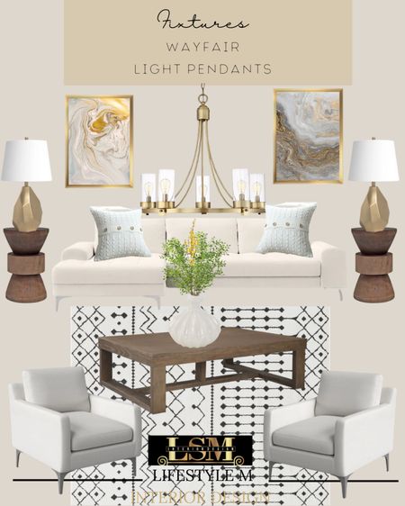 Need living room inspiration? Recreate this look at home and freshen up your living rooms style. Shop the pieces below.
White sectional sofa, living room rug, accent chairs, wood coffee table, white vase, faux plants, white throw pillows, wood end tables, brass wheel chandelier, wall art, table lamp.

#LTKhome #LTKstyletip #LTKSeasonal
