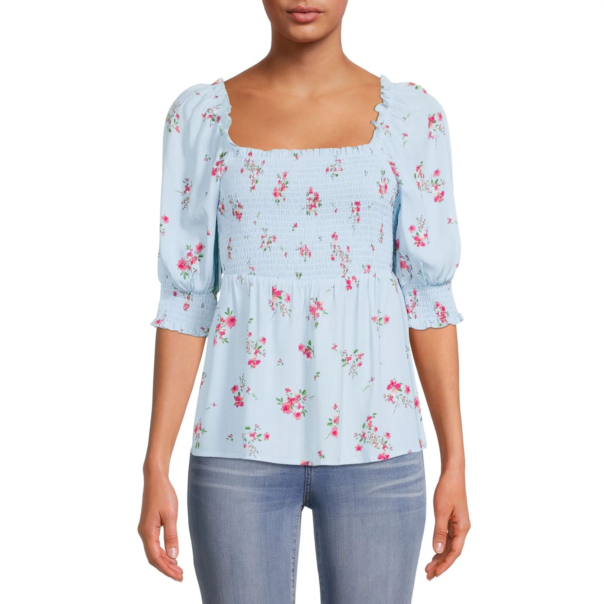 theGet Women's Smocked Puff Sleeve Blouse | Walmart (US)