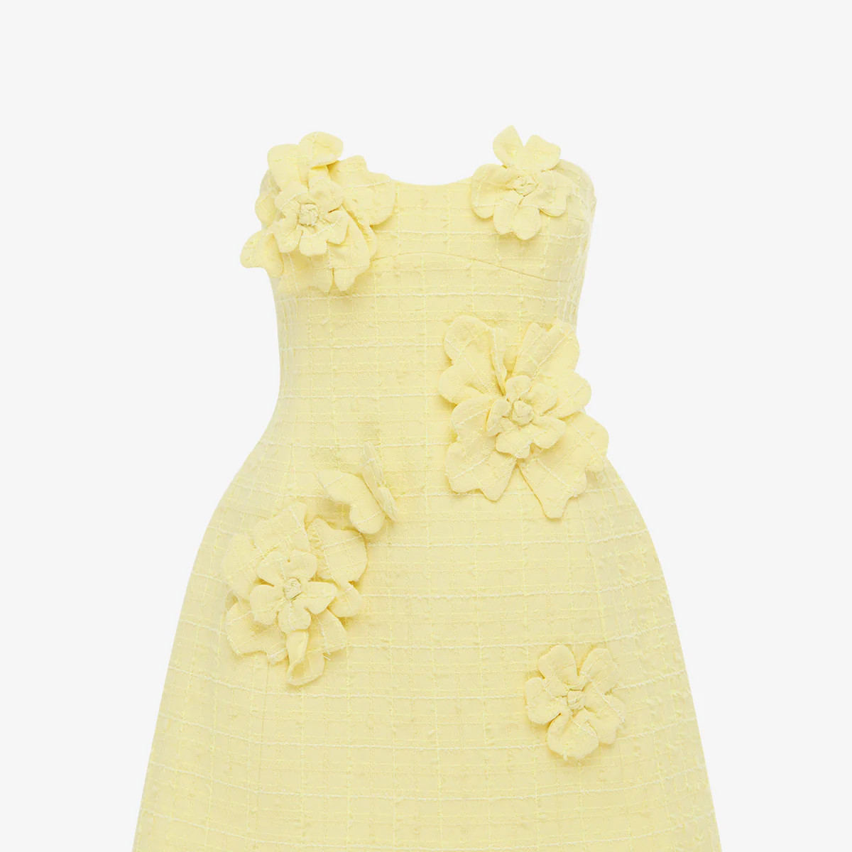 Rosario Tweed Petal Bustier Mini Dress - Sorbet Yellow | LEO LIN US