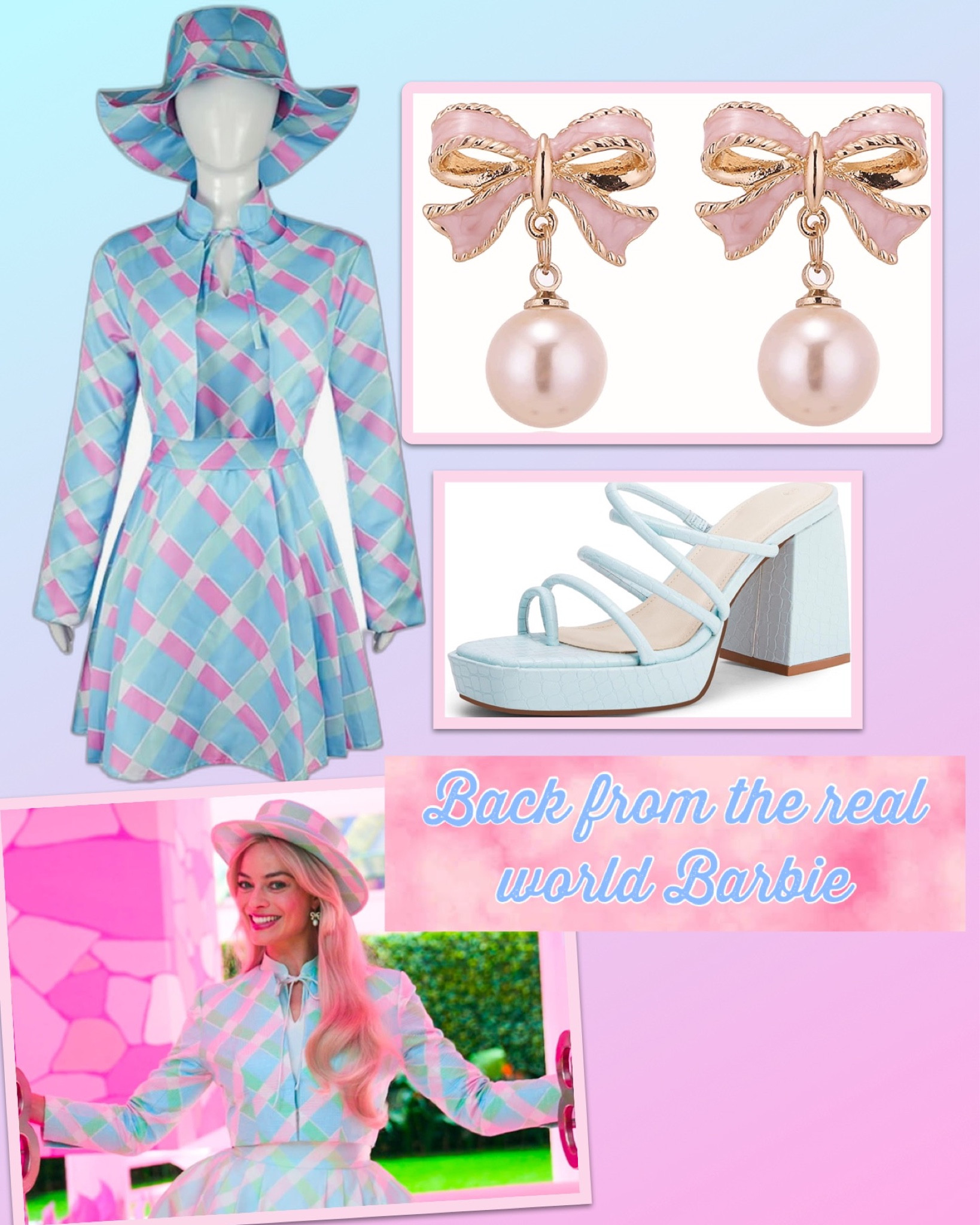 Halloween Costume Ideas: Back from the Real World Barbie, Baby Blue Outfit with Hat and Pearl bow earrings,
Pink, Barbie Land, Barbie World, Malibu Beach, Dream House, decor, girly, sweet, sugar and spice, nice, cute, whimsical, home, sparkle, rhinestone, pageant, pageantry, Royal, Royalty, Cleaning, home mode, chill, home made, Kendom, Mojo Dojo Casa House, I am Kenough, funny, sweet, love, sublime, Kenergy 

#LTKSeasonal #LTKHoliday