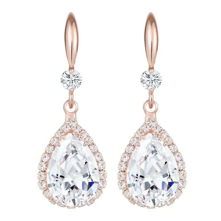 Linawe Wedding Earrings Rose Gold, Diamond Dangle Rhinestone Drop Earrings for Women Trendy, Cubi... | Walmart (US)