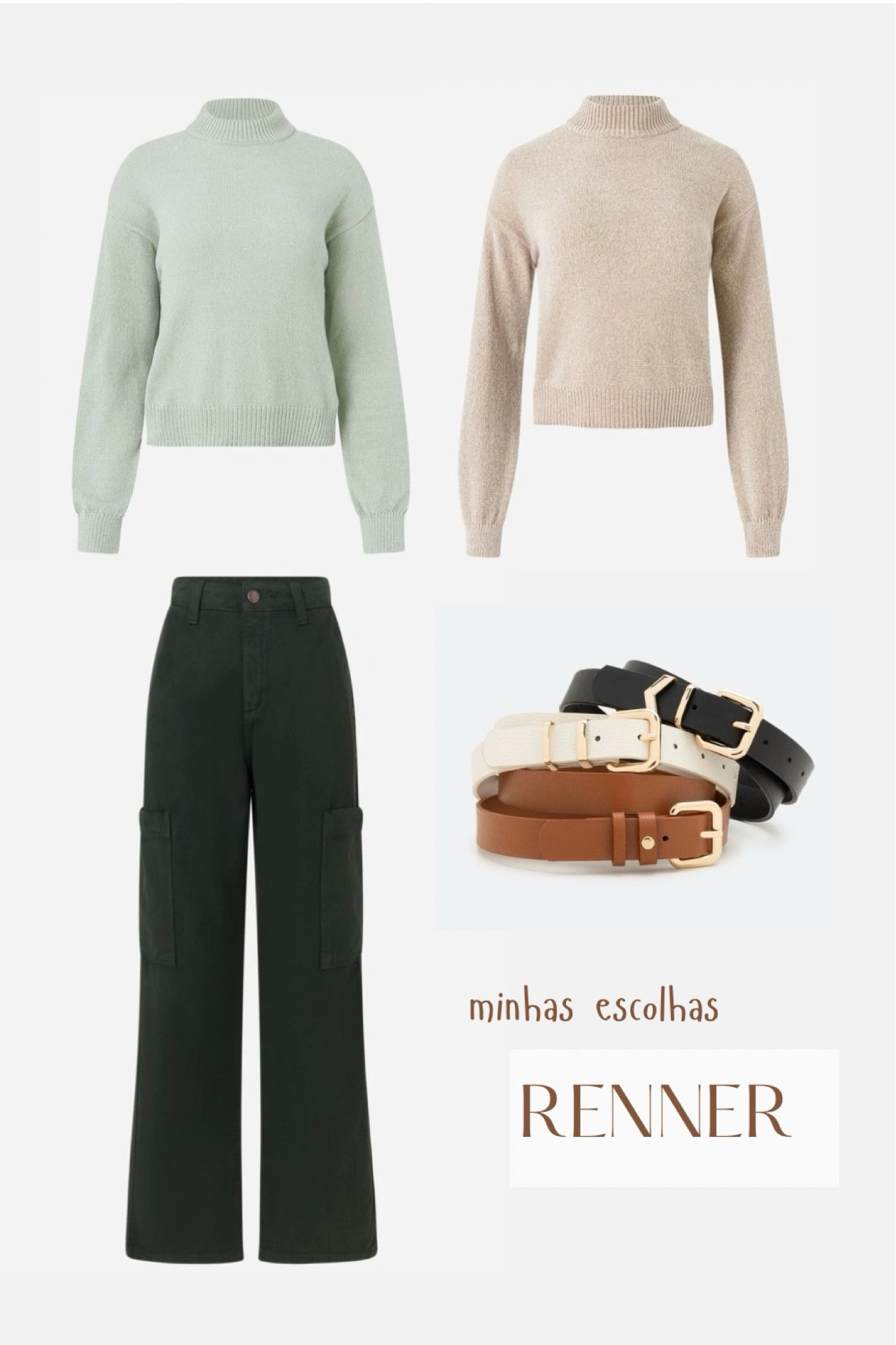 Essa blusa em chenile é tããão confortável que não da vontade de tirar do corpo! 
A calça cargo verde militar está super em alta! 
Ah, e o trio de cintos: indispensável! 

#LTKworkwear #LTKbrasil #LTKwinter