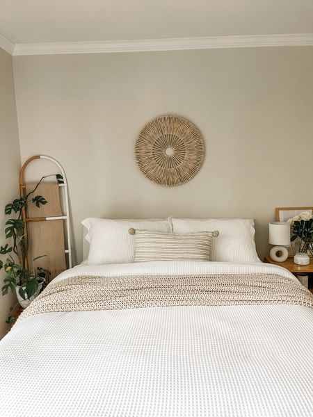 neutral bedroom , I love this new waffle bedding 

#LTKhome