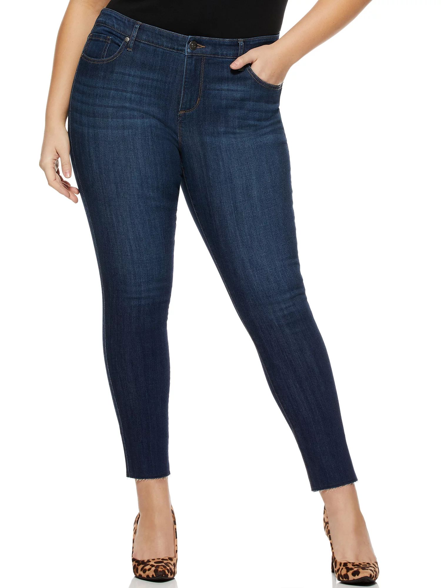 Sofia Jeans by Sofia Vergara Plus Size Skinny Mid-Rise Stretch Ankle Jeans | Walmart (US)