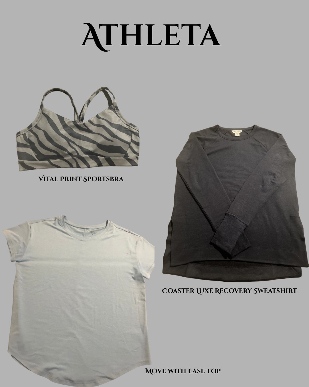 Cute new tops from @athleta 👏🏼
The coaster sweatshirt is my favorite as it’s super soft! 
Love my:
•Coaster Luxe Recover Sweatshirt
•Move with Ease Top
•Vital Print Sportsbra


#LTKgrwm #LTKActive #LTKootd