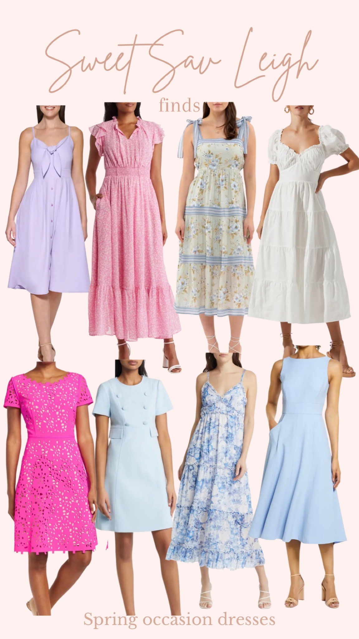 Spring occasion dresses! Wedding guest dress, Easter dress, vacation dress, midi dress, pink dress, lavender dress, floral dress, blue and white dress, maxi dress 

#LTKstyletip #LTKSeasonal #LTKFind