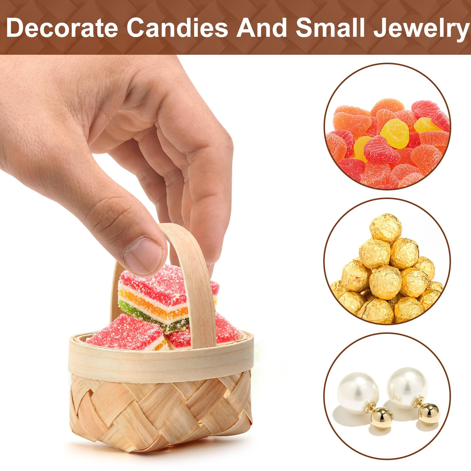 12Pcs Mini Picnic Basket With Handle, Small Woven Wooden Berry Strawberry Basket With Handle Bulk... | Amazon (US)