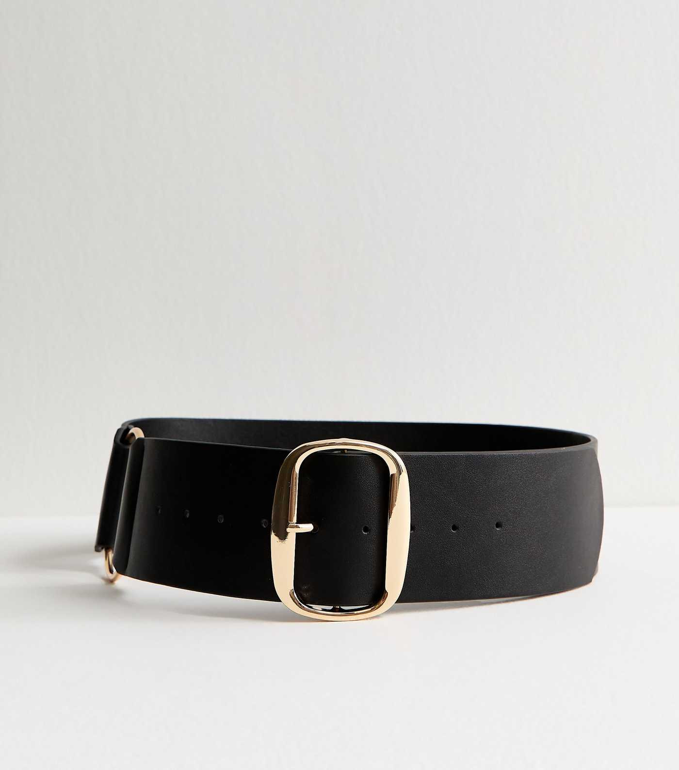 Wide Black Faux Leather Buckle Belt | New Look | New Look (UK)