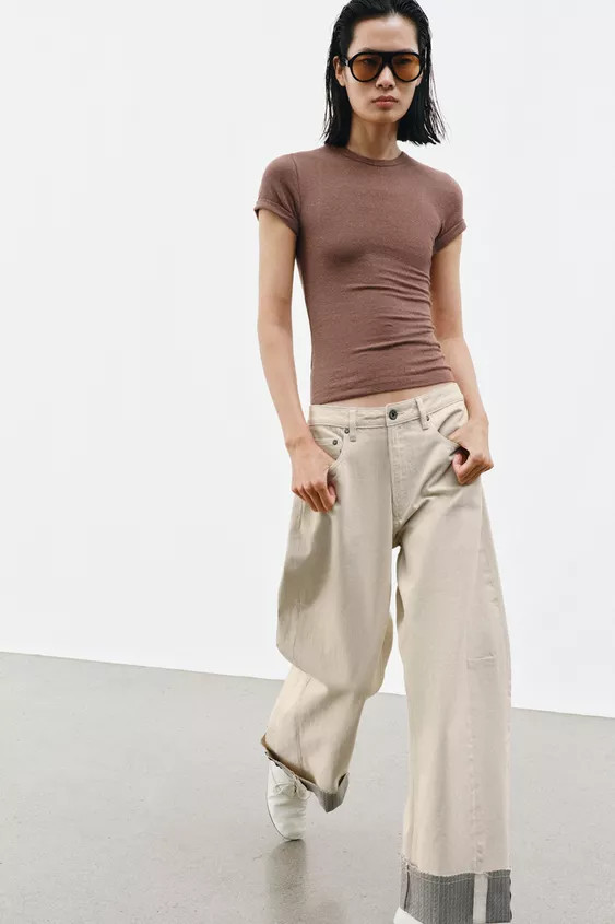 RUSTIC T-SHIRT WITH LINEN BLEND | Zara UK