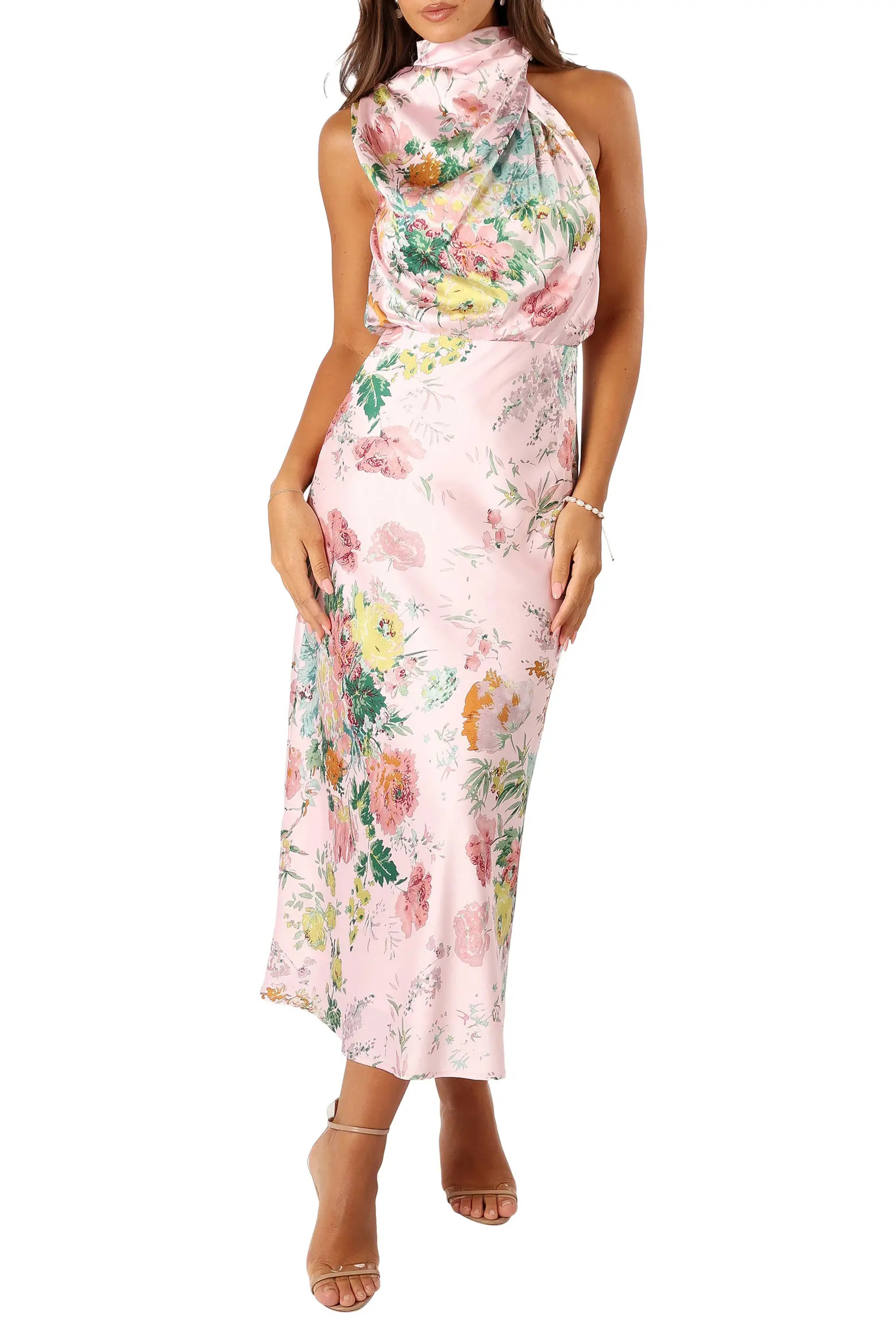 Petal & Pup Anabelle Floral Mock Neck Satin Cocktail Dress (Women) | Nordstrom | Nordstrom