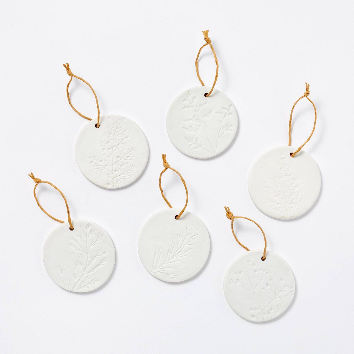 Set of 6 Stamped Ceramic Ornaments White - Threshold™ designed with Studio McGee | Target