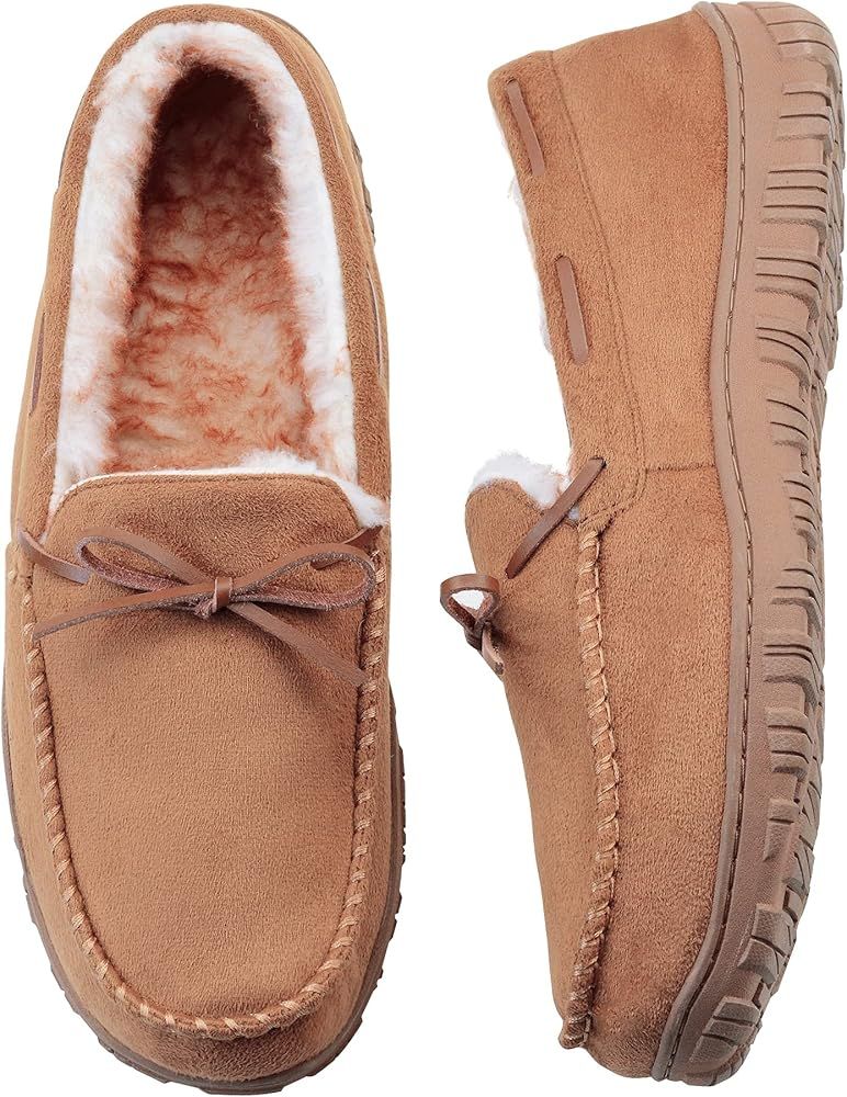 VLLy Mens Slippers Moccasins with Plush Lined Cozy House Bedroom Shoes for Men | Amazon (US)