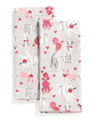 Set Of 2 Cupid Party Dogs Kitchen Towels | TJ Maxx