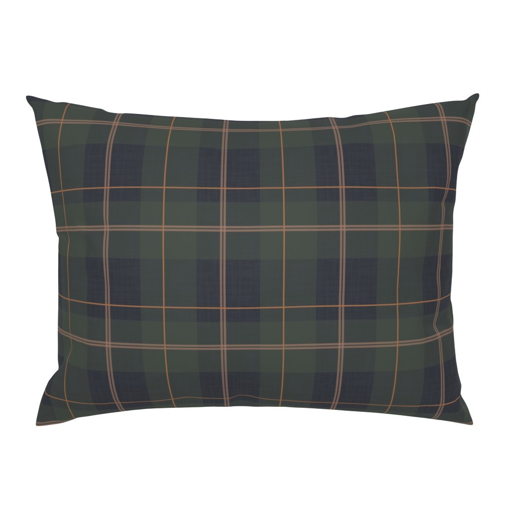 Pillow Sham in Traditional Plaid Dark Green & Blue - Heritage Tartan Check - Textured | Spoonflower