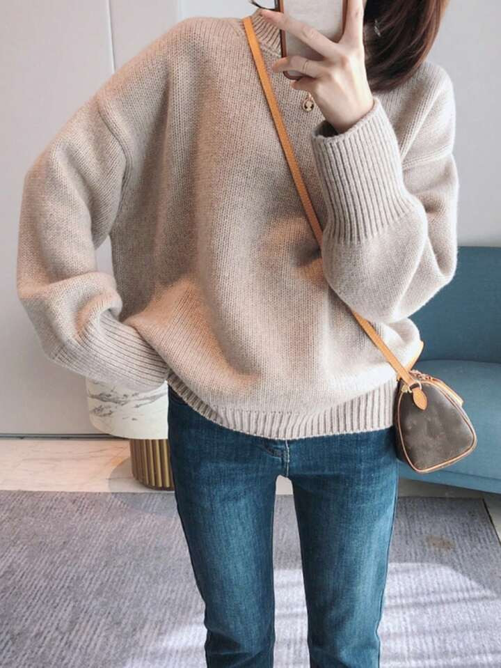 Einfarbig Lässig Damen Pullover | SHEIN