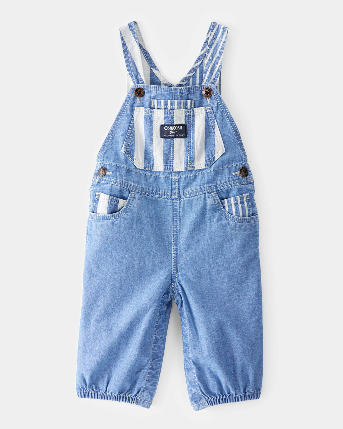 Baby Vintage Inspired Striped Chambray Overalls - Blue Wash - OshKosh B'gosh | Carter's | Carter's Inc