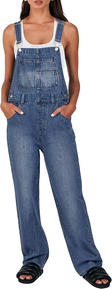 ANRABESS Overalls for Women Loose Fit Denim Overalls Adjustable Strap Jean Jumpsuit Bib Romper Sp... | Amazon (US)