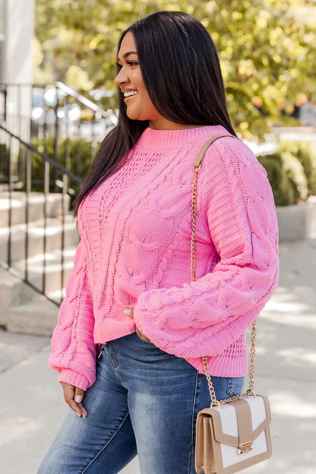 Feeling Close To You Pink Wide Neck Chenille Sweater | Pink Lily