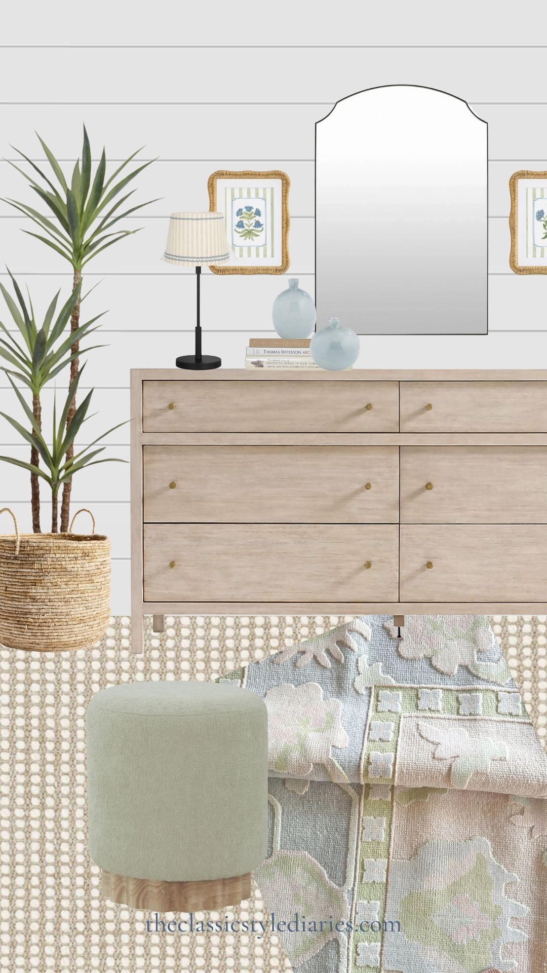 Coastal bedroom with black metal accents pt. 2 🌊

Wood dresser, palm tree, black lamp, black mirror, green stool, oushak rug, neutral rug, blue vase, shiplap, coastal bedroom 

#LTKStyleTip #LTKHome #LTKSaleAlert