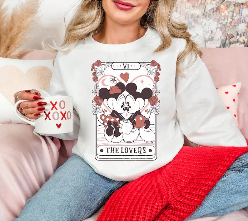 Disney the Lovers Shirt, Mickey & Mini Mouse Tarot Card Tee, Disneyland Couple Shirt, Disney Vale... | Etsy (US)