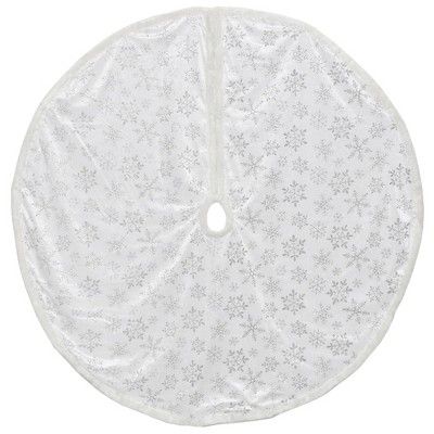 Northlight 48" Silver and White Snowflakes Christmas Tree Skirt | Target