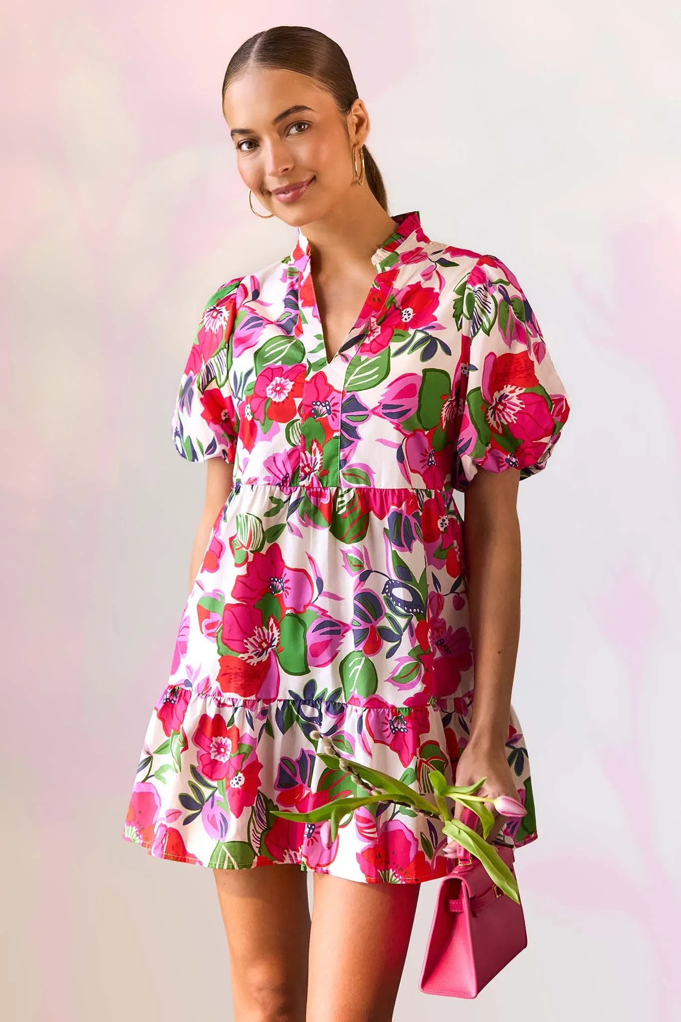 Genevieve Floral Print Short Dress | Avara