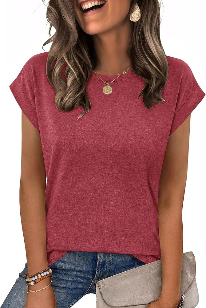 Zeagoo Womens Tops Summer Casual Cap Sleeve Tshirts Shirts Business Dressy Spring Fashion Outfits... | Amazon (US)