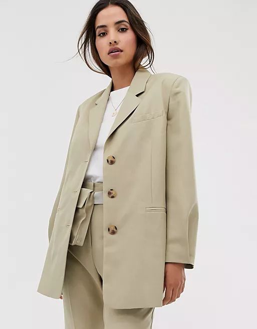 ASOS DESIGN dad suit blazer with pleat sleeve | ASOS (Global)