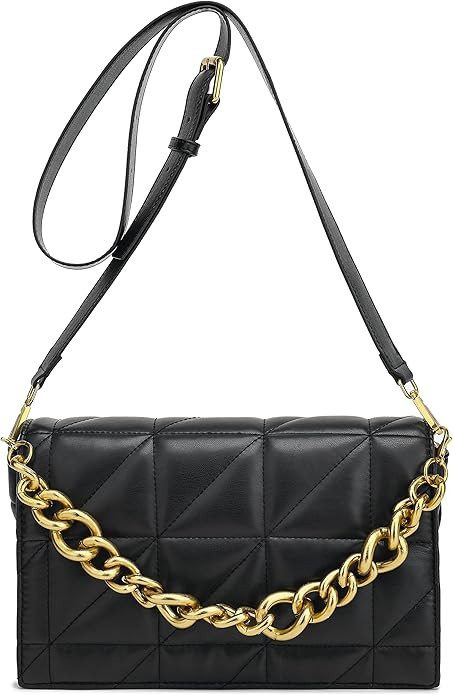 Scarleton Crossbody Bags for Women, Quilted Shoulder Bag, Lightweight Gold Chain Purses for Women... | Amazon (US)