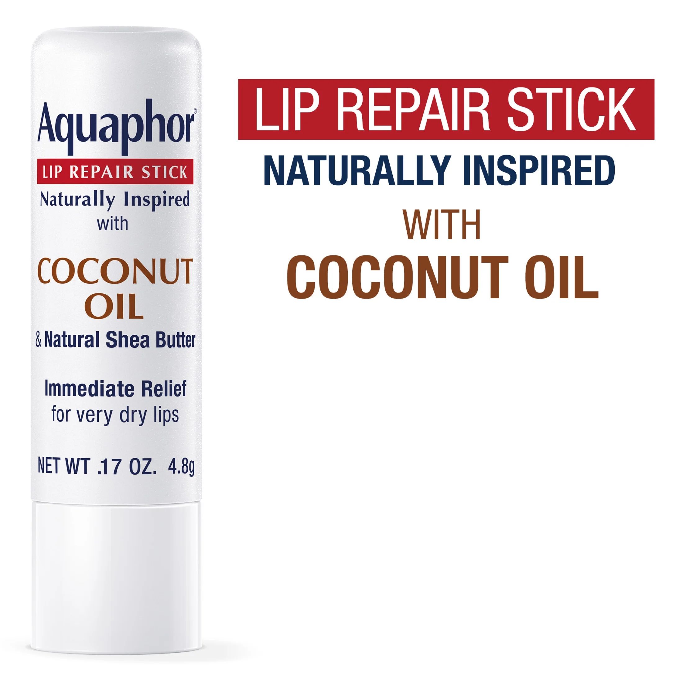 Aquaphor Naturally Inspired Lip Repair Stick, Lip Balm with Coconut Oil, 0.17 oz Stick | Walmart (US)