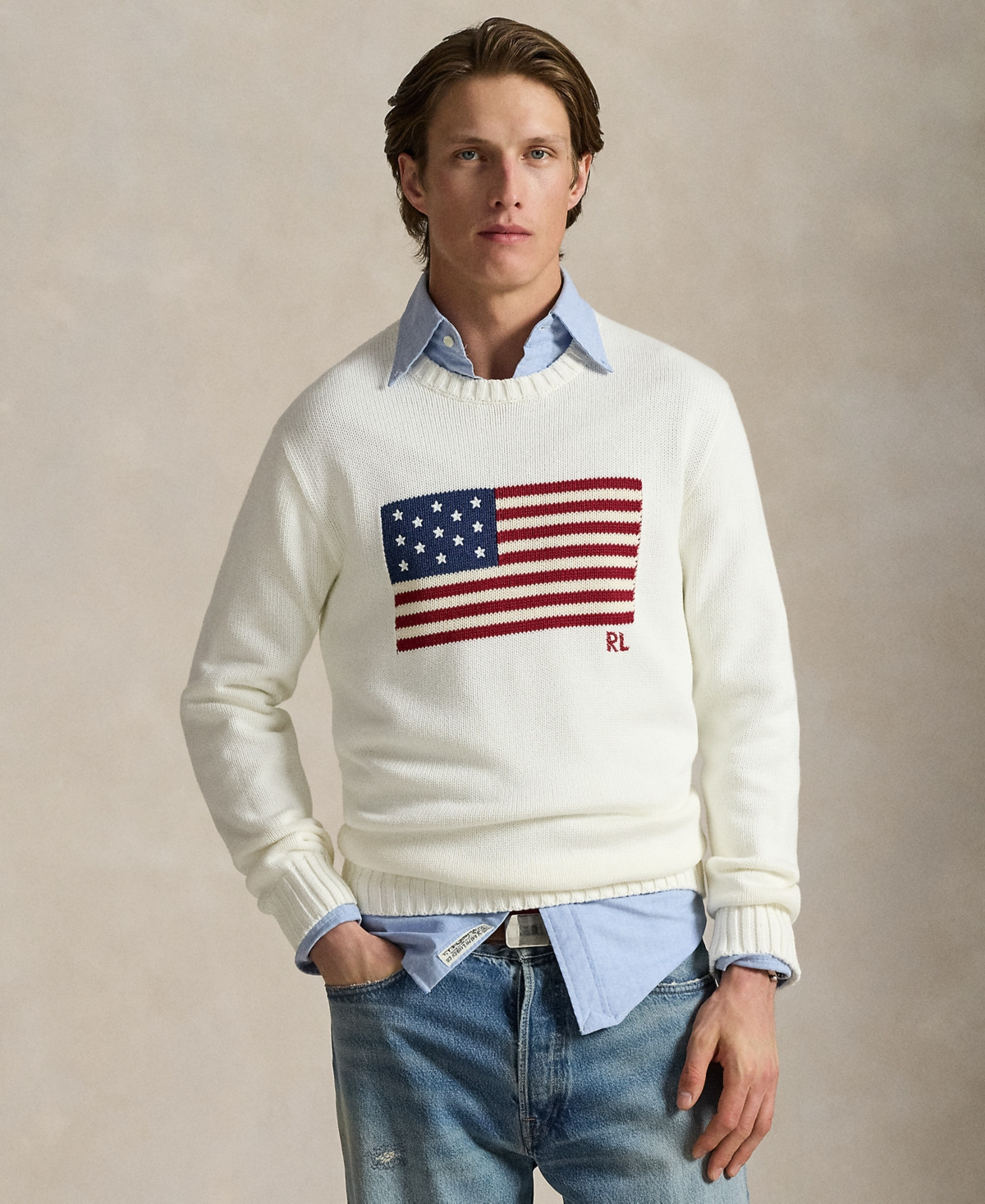 Polo Ralph Lauren Unisex The Iconic Flag Sweater - Deckwash White | Macy's