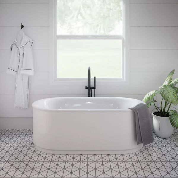 68" x 34" Freestanding Soaking Fiberglass Bathtub | Wayfair North America