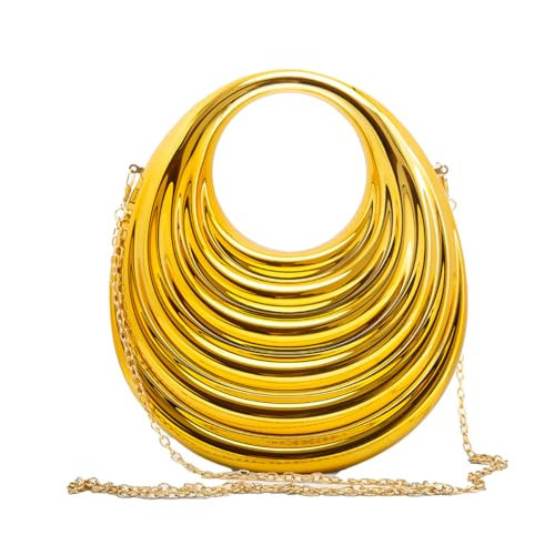 WYZIG Women Acrylic Evening Clutch Purse Elegant Moon Hobo Bag Top-handle Metallic Handbag for Party Banquet Cocktail, Gold | Amazon (US)