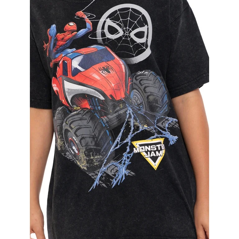 Marvel Monster Jam Boys Short Sleeve Graphic T-Shirt with Matching Short, 2-Piece Set, Sizes 4-16 | Walmart (US)