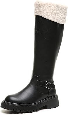 Comfort Mid Calf Boot for Women Evening Party Dating Leather Velvet Lining Lady Back-Zip Luxury K... | Amazon (US)