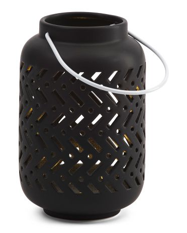 8in Led Chevron Ceramic Lantern | TJ Maxx