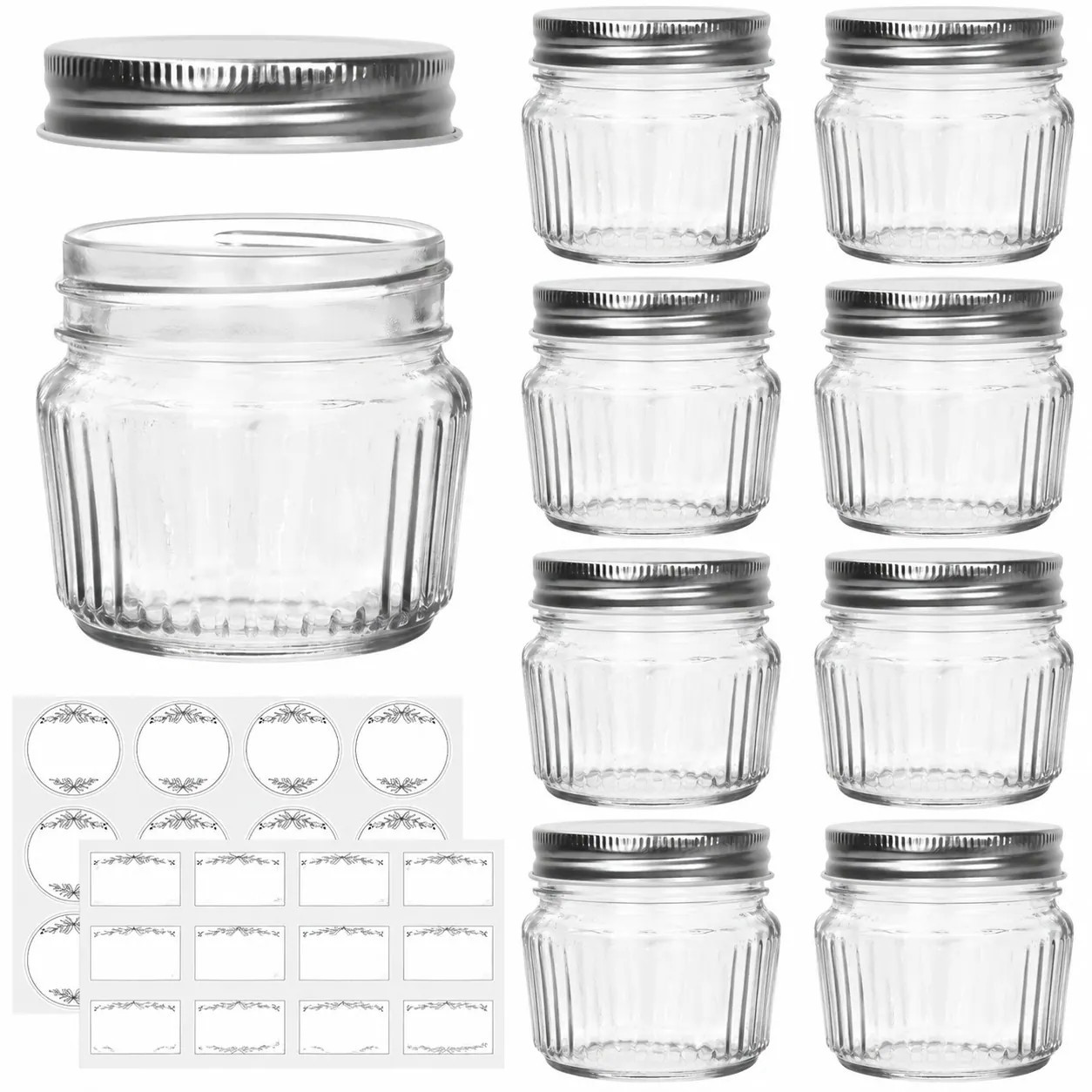 Aoibox 4 Ounce Small Glass Mason Jars with Silver Screw Metal Lids 8 Pack for Canning and Home Storage | LAB0UGOB | Lowe's