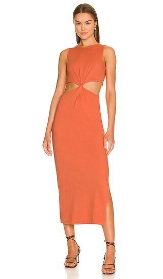 Cutout Midi Dress in Burnt Orange | Revolve Clothing (Global)