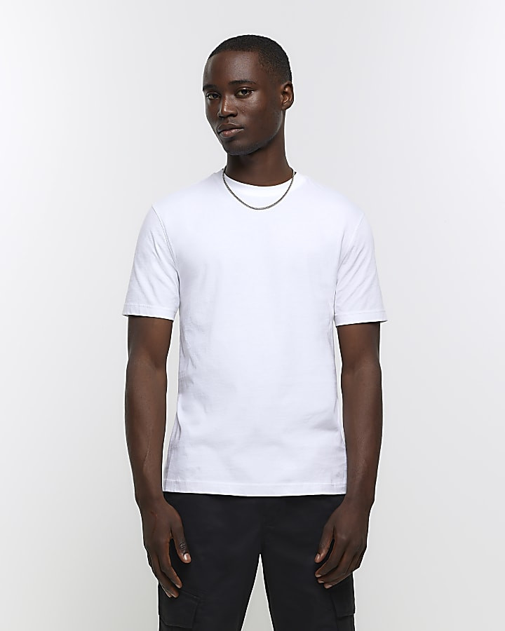 White slim fit t-shirt | River Island (UK & IE)