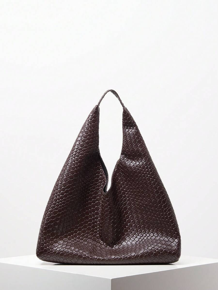 Women Retro Faux Woven Leather One Shoulder Tote Bag, Large Capacity Handbag, Minimalist Casual U... | SHEIN