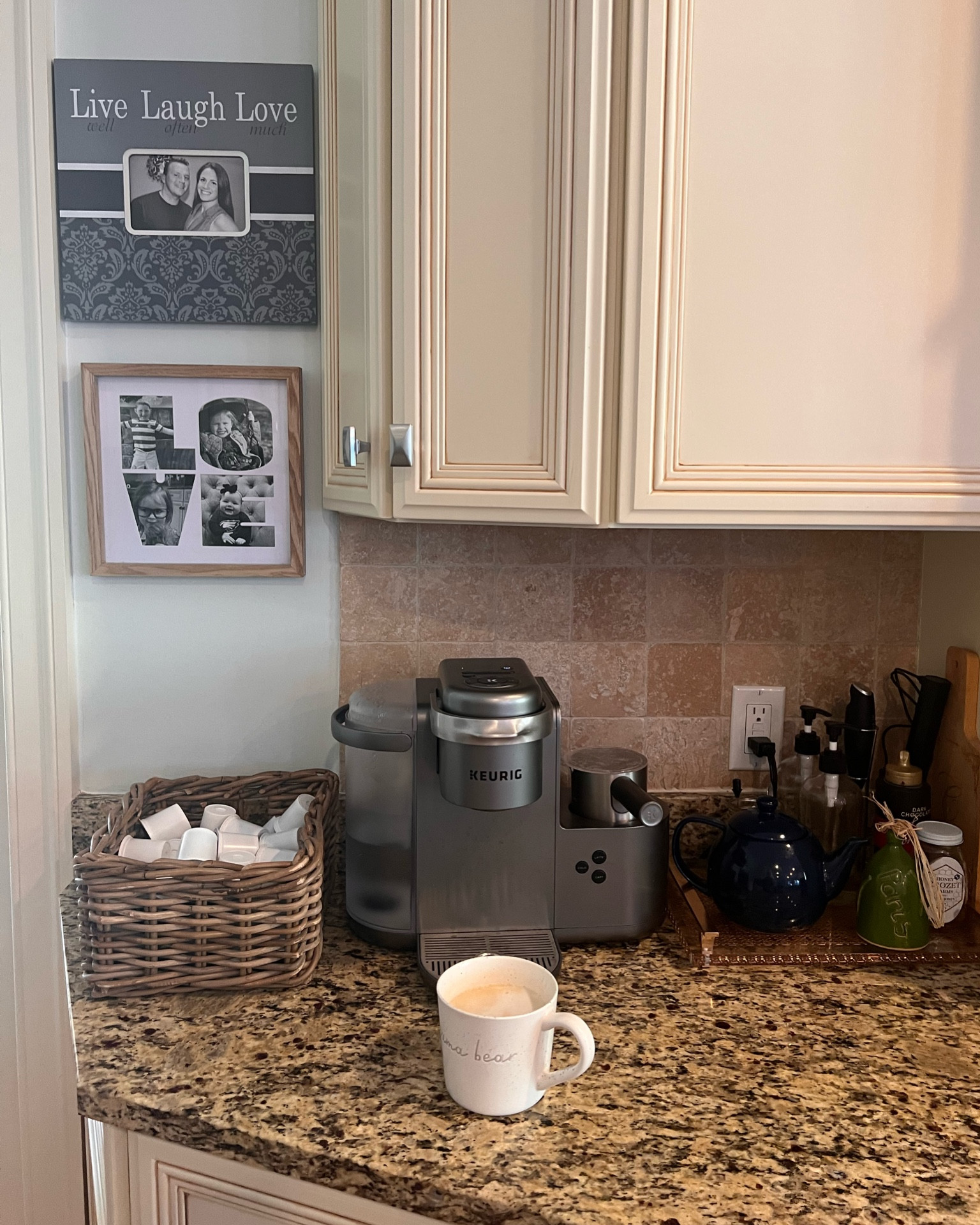 My husband surprised me this weekend and hung up my favorite frames i had leaning on the kitchen  wall by my coffee bar area. Brings such a smile to my face to see it hung up now. If you are looking for a gift for someone special this holiday, I’m obsessed with my Keurig that froths and makes espresso pod drinks . 

#LTKGiftGuide #LTKhome #LTKSeasonal