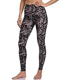 Colorfulkoala Women's High Waisted Pattern Leggings Full-Length Yoga Pants (XS, Mauve & Black Stroke | Amazon (US)