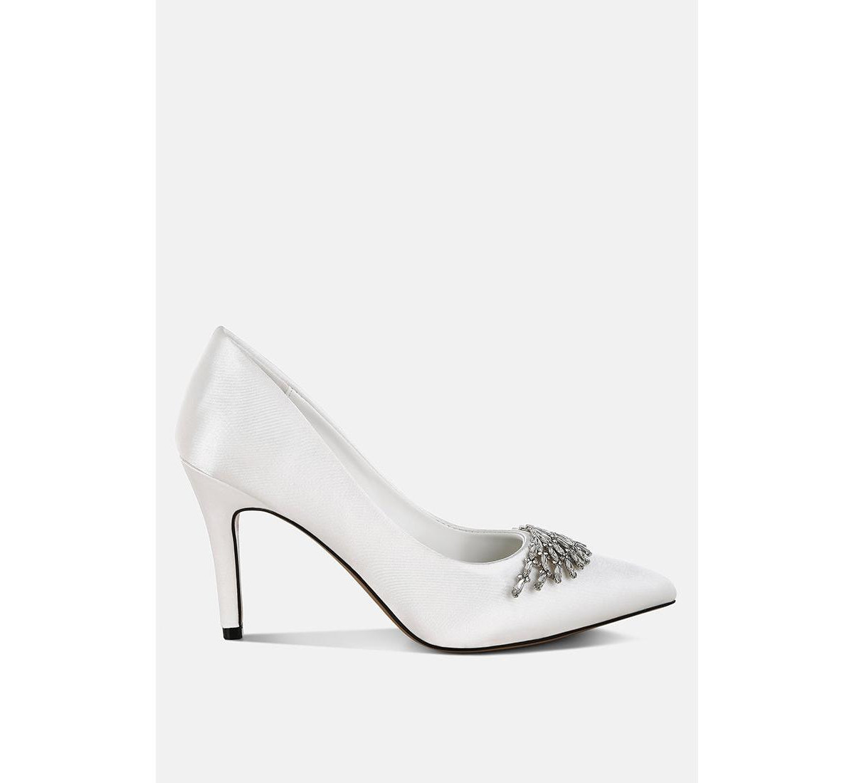 Rhodolia Diamante Brooch Detail Satin Pumps - White | Macy's